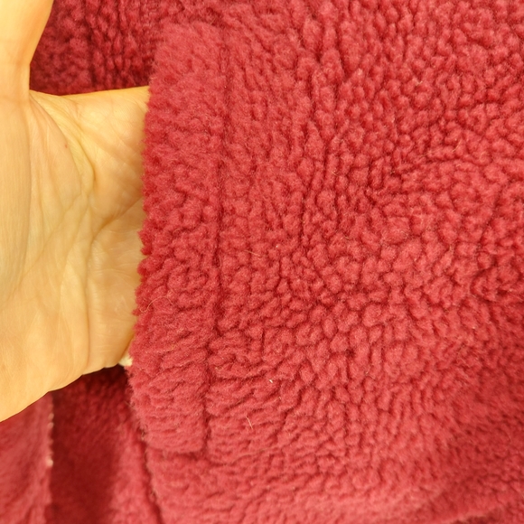 L.L. Bean Womens Polartec  Teddy Fuzzy Full Zip Hooded Jacket Maroon - Picture 7 of 8